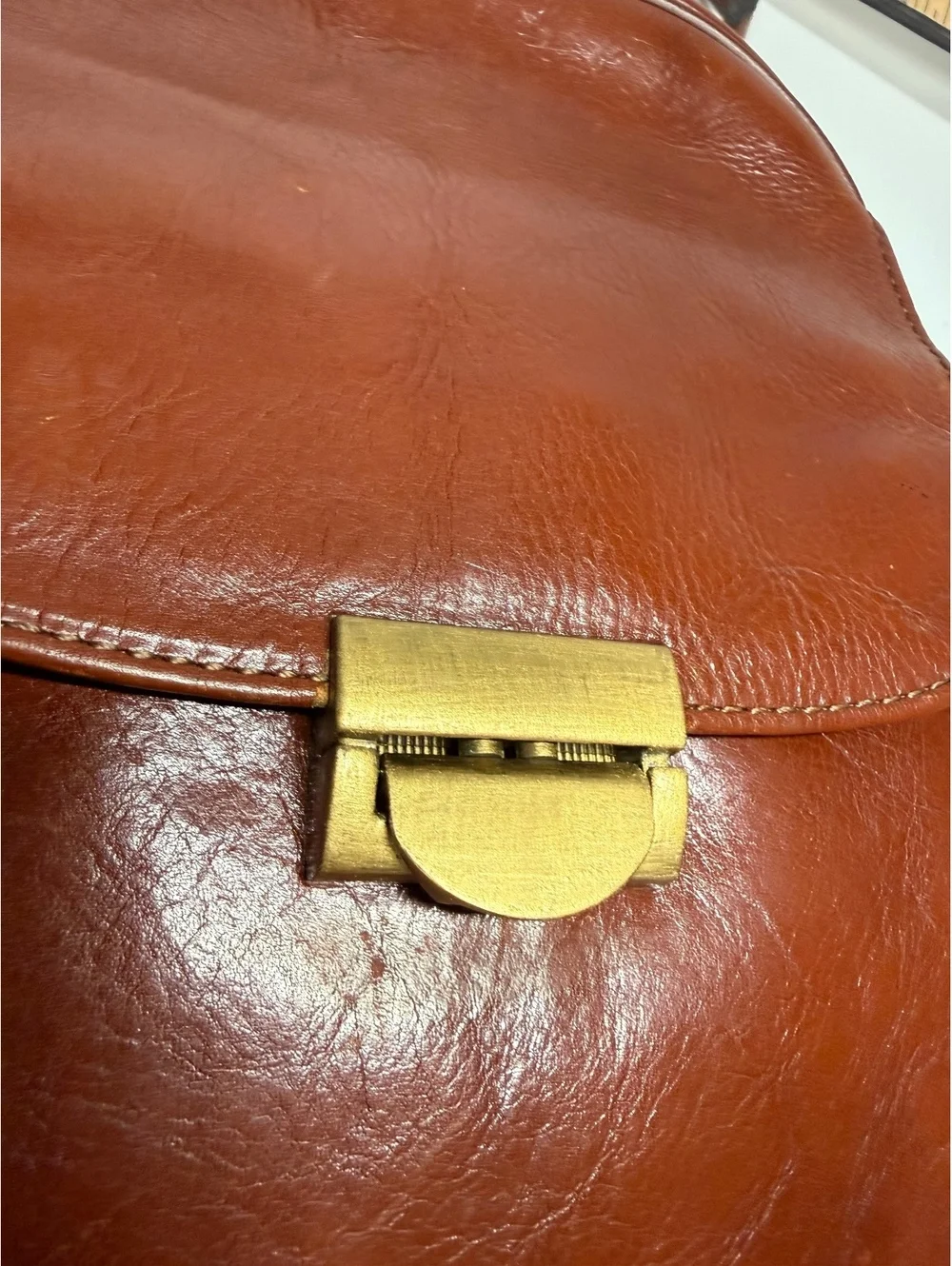 Vintage Morlane Paris Brown Genuine Leather Mini Backpack Brass Hardware
